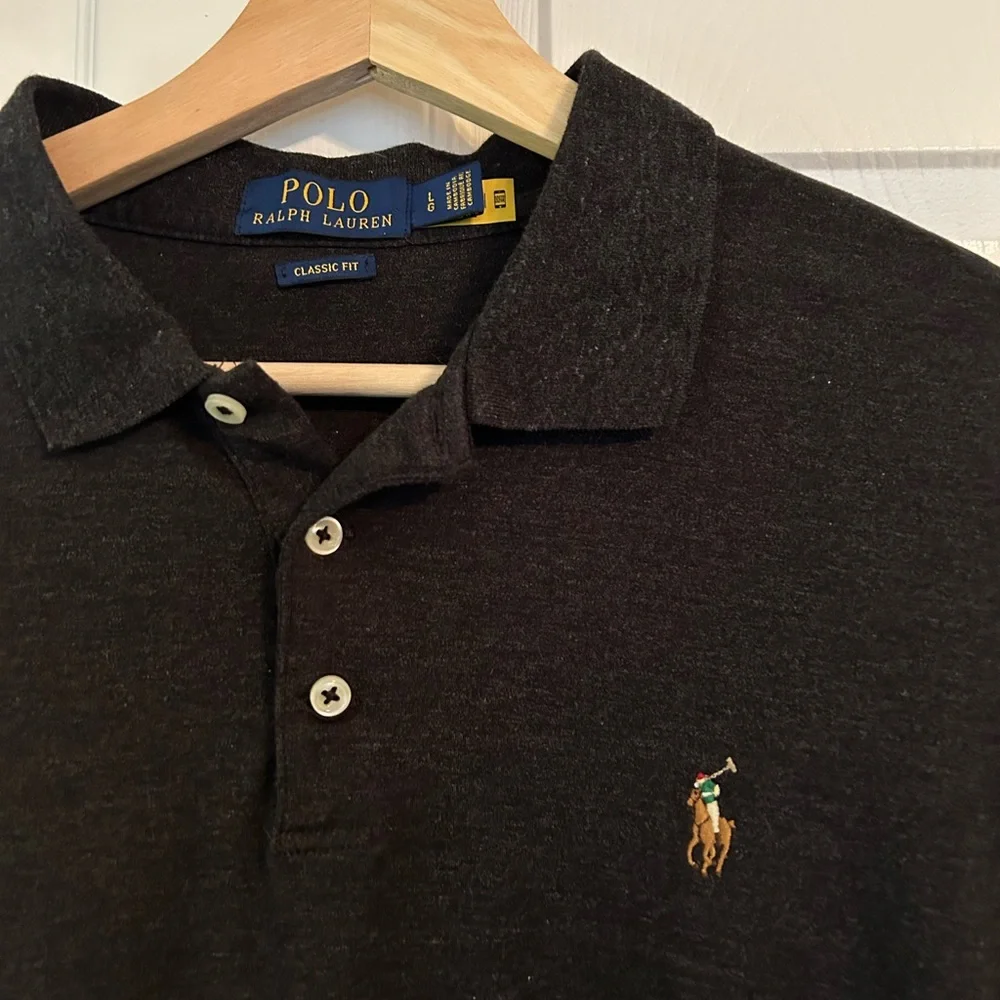 Polo Ralph‎ Lauren Mens Black Polo W/ Real Pony Logo Shirt Size Large